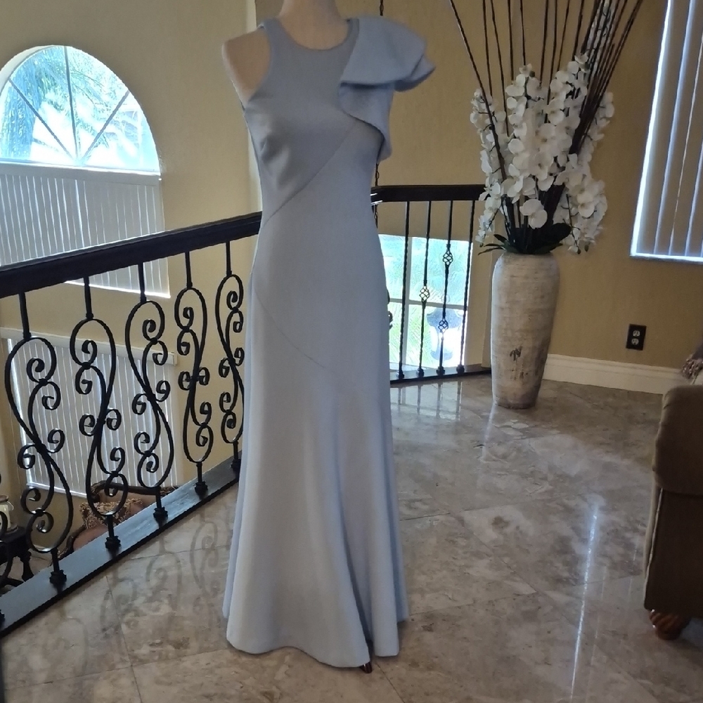 Betsy & Adam Blue One Shoulder Gown for Weddings